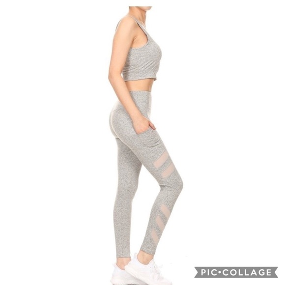 Heather Gray Top & Bottoms -Workout - Picture 3 of 4